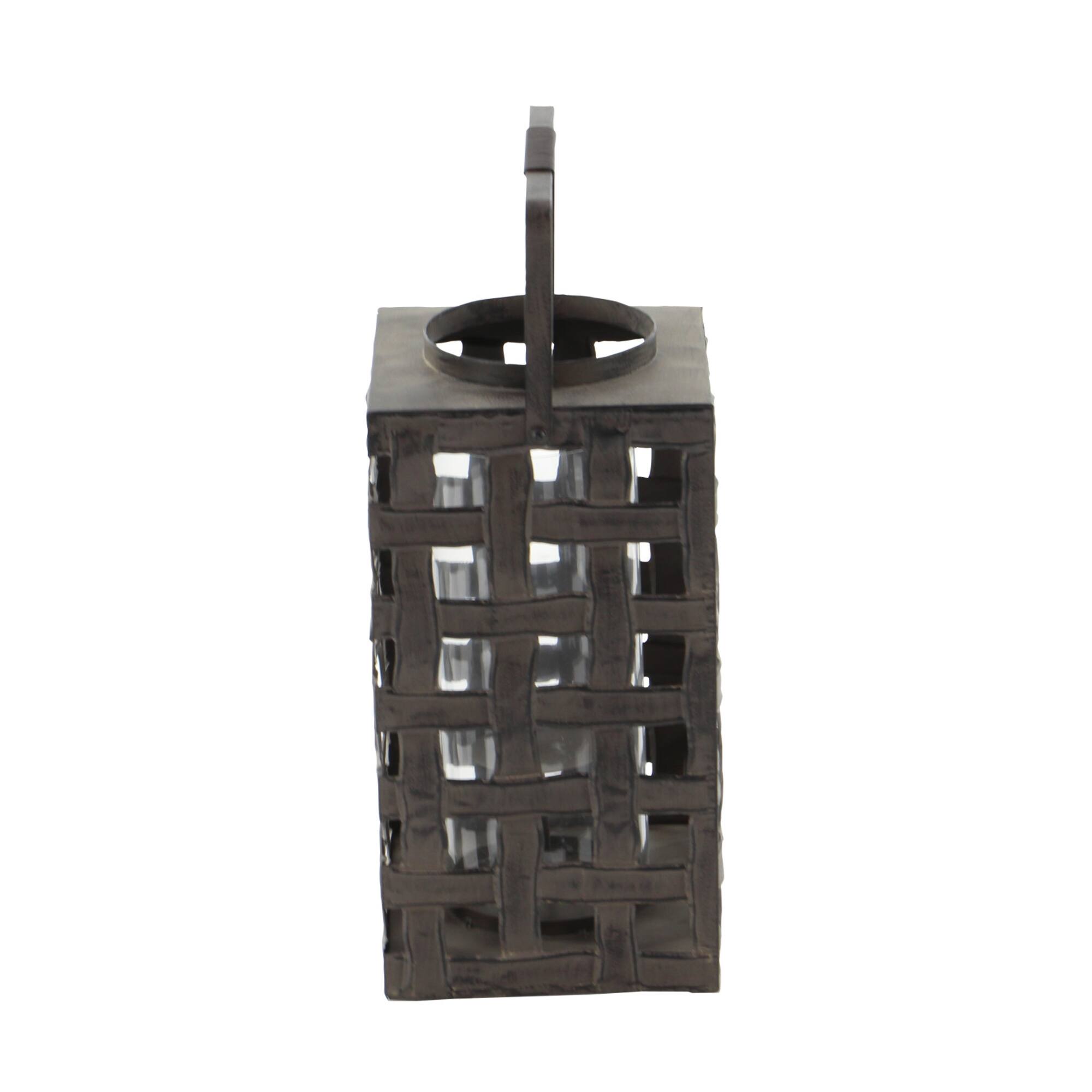 20" Black Iron Industrial Candle Holder Lantern